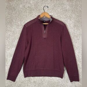 Hugo Boss Sidney Half-Zip Men’s Dark Red Sweater Size S